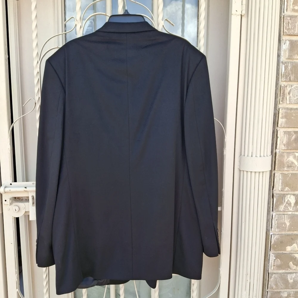 Hathaway Platinum Cashmere Black Suit Blazer Sportcoat Italy   Men Size 44L